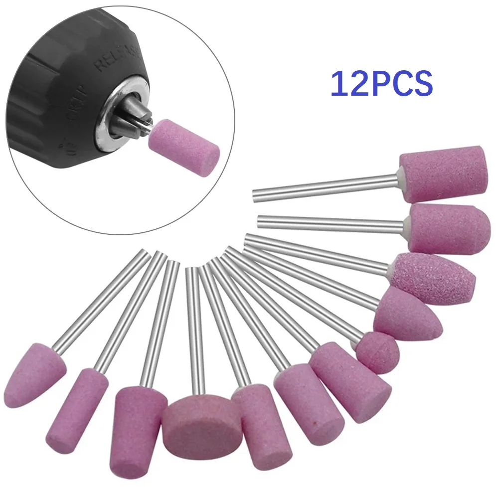 Cordless Rotary Tool Kit Accessories - 12Pcs Abrasive Polishing Mounted Stone For