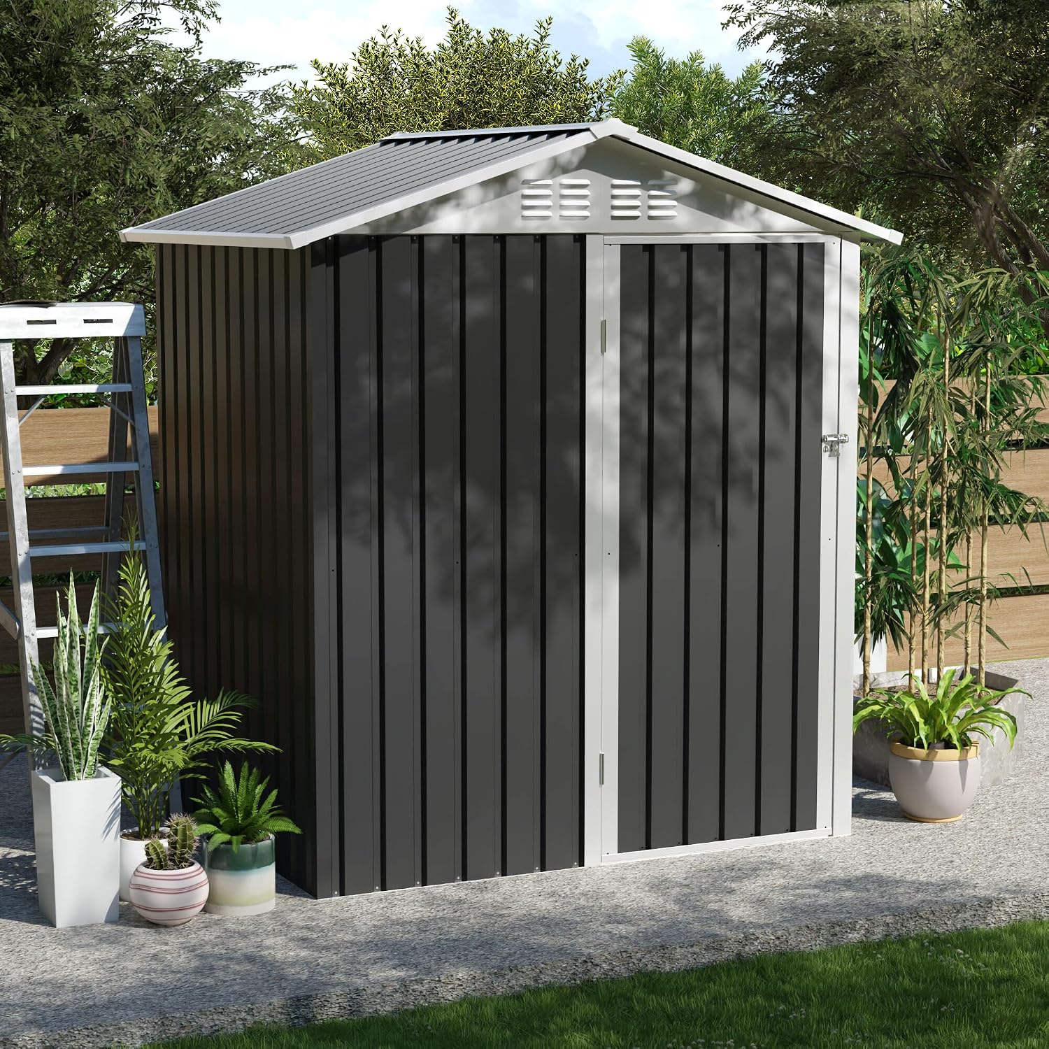 Metal Outdoor Storage Shed 5.4 - Garden Tools 评论和价格